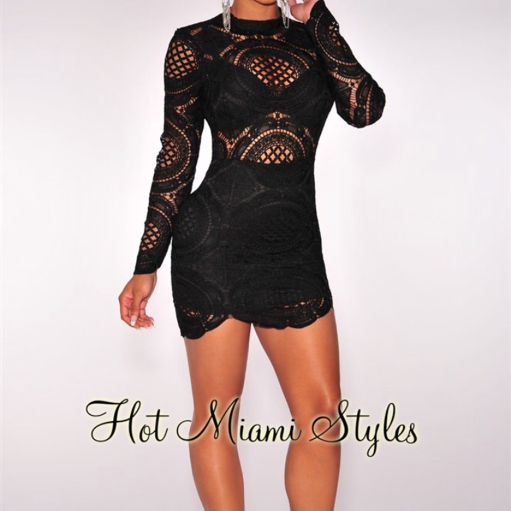 Black crochet dress